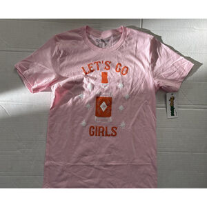 Tipsy Elves Let’s Go Girls Tee Small Pink Stars Party New With Tags